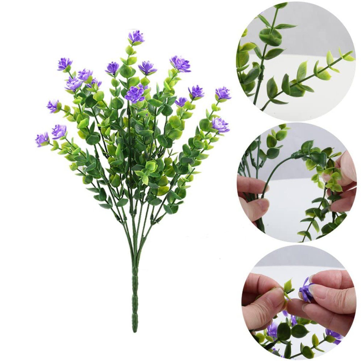 Kunstblume Künstliche lila Künstliche Pflanze Deko, Jormftte Sträucher Kunststoff für Blumen