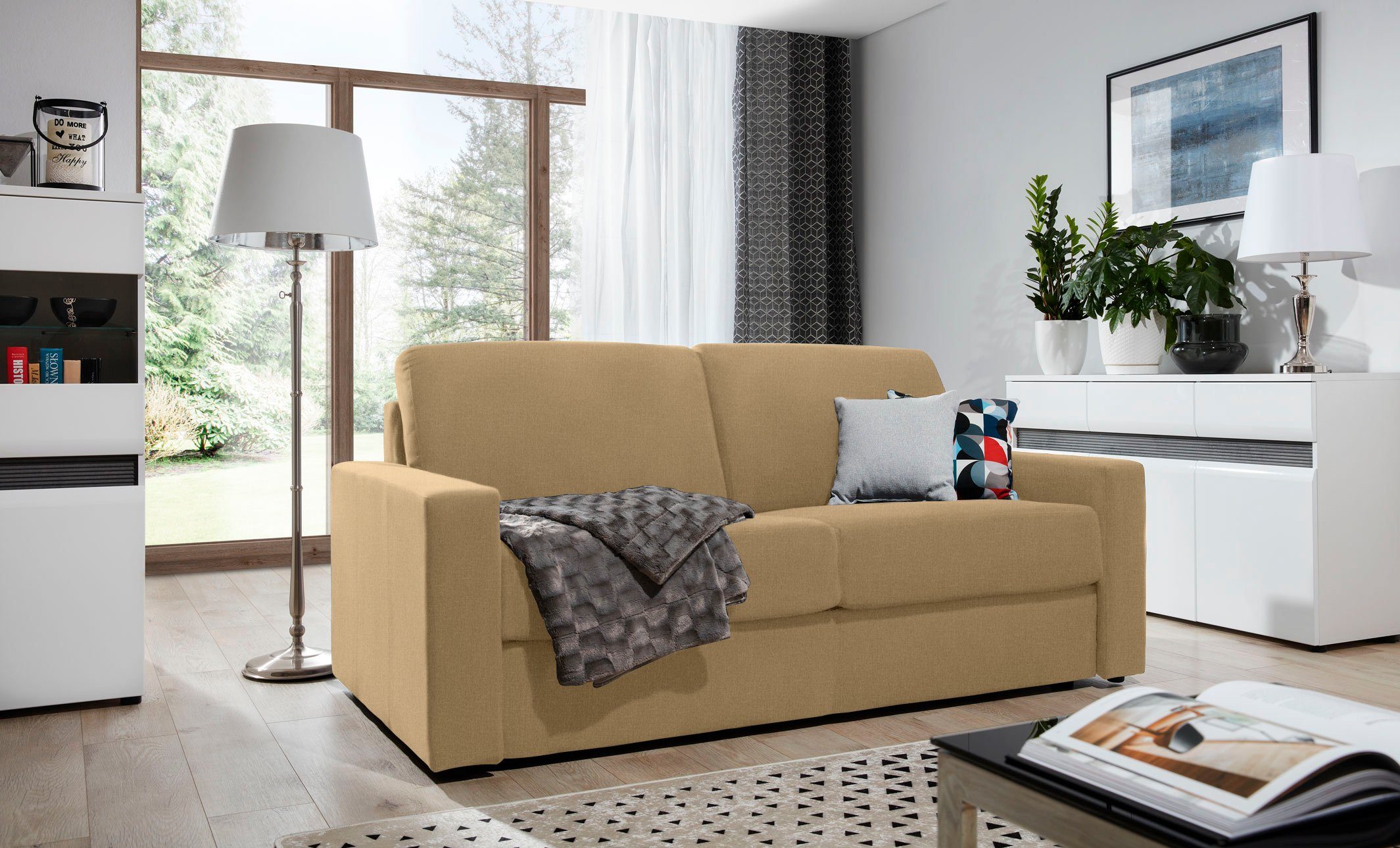 Stylefy 3-Sitzer Frieda, Sofa, 2-Sitzer, Design Schaumstoff Raum Bettfunktion, mit T18 T28, und im Modern frei stellbar