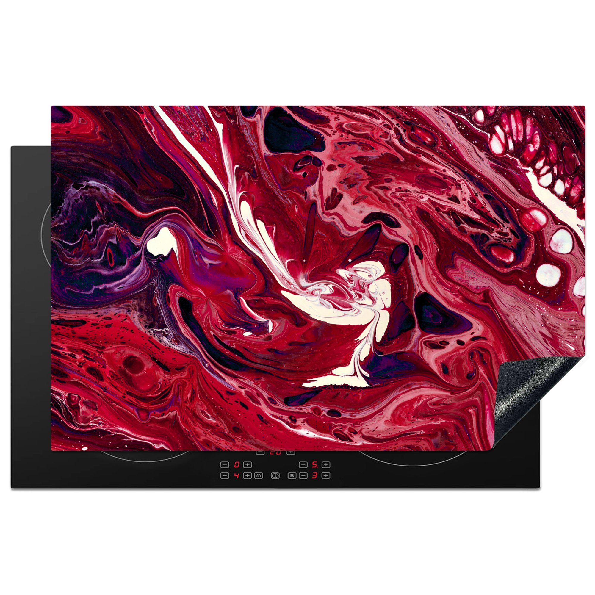 MuchoWow Herdblende-/Abdeckplatte Aquarell - Farbe - Rosa - Magenta, Vinyl, (1 tlg), 81x52 cm, Induktionskochfeld Schutz für die küche, Ceranfeldabdeckung