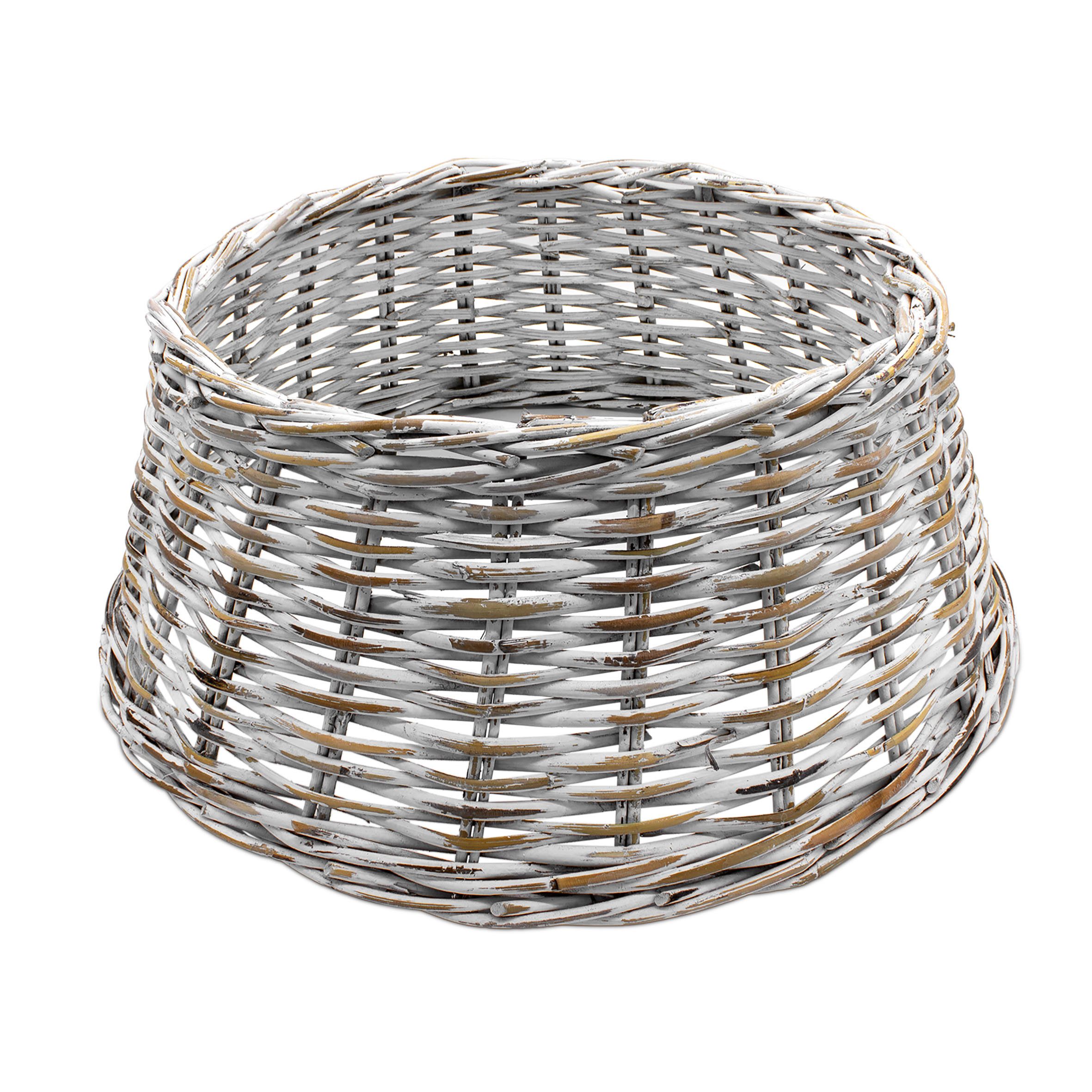 Spetebo Weihnachtsbaumdecke Rattan Weihnachtsbaumrock aus Weide 60 cm - weiß (1-tlg), Abdeckung für den Christbaum Ständer
