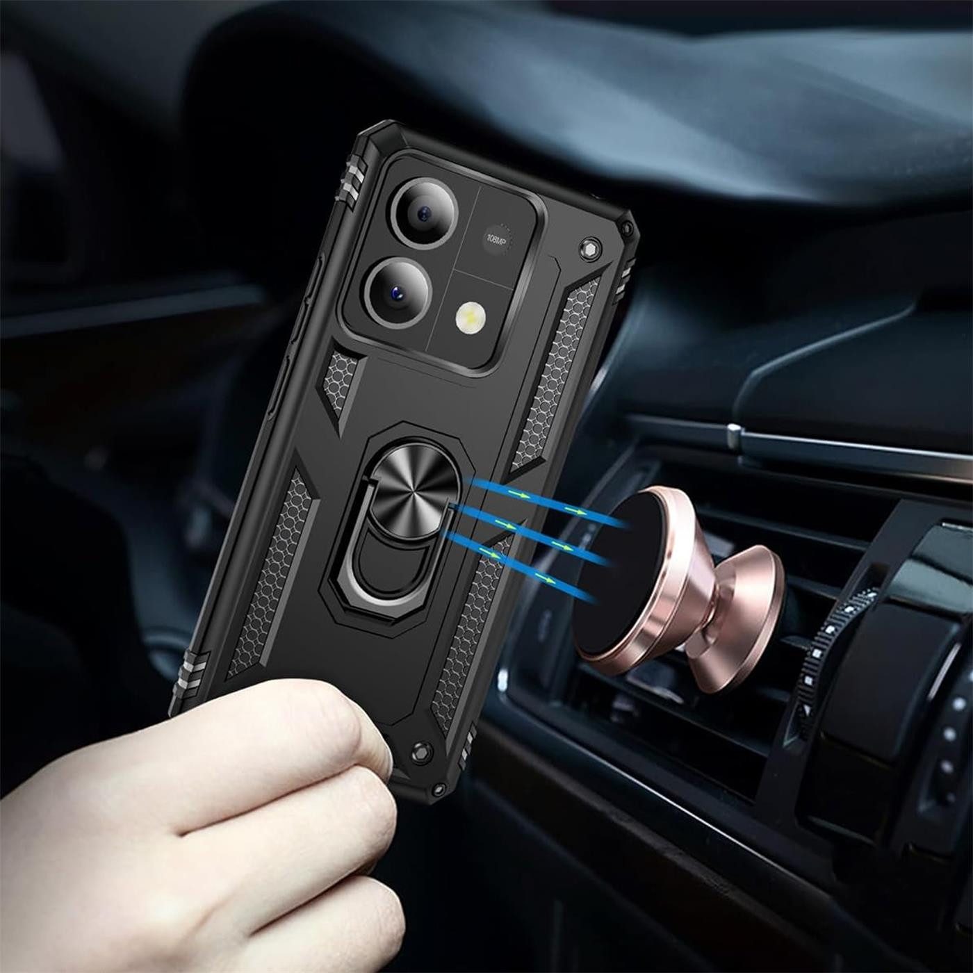 CoolGadget Handyhülle Armor Shield Case für Xiaomi Redmi Note 13 Pro 5G 6,67 Zoll, Outdoor Cover Magnet Ringhalter Handy Hülle für Redmi Note 13 Pro 5G – Bild 5 von 5