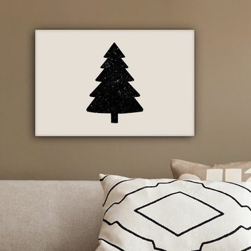 OneMillionCanvasses® Leinwandbild Weihnachtsbaum - Schwarz - Urlaub - Beige, (1 St), Wandbild Leinwandbilder, Aufhängefertig, Wanddeko, 30x20 cm