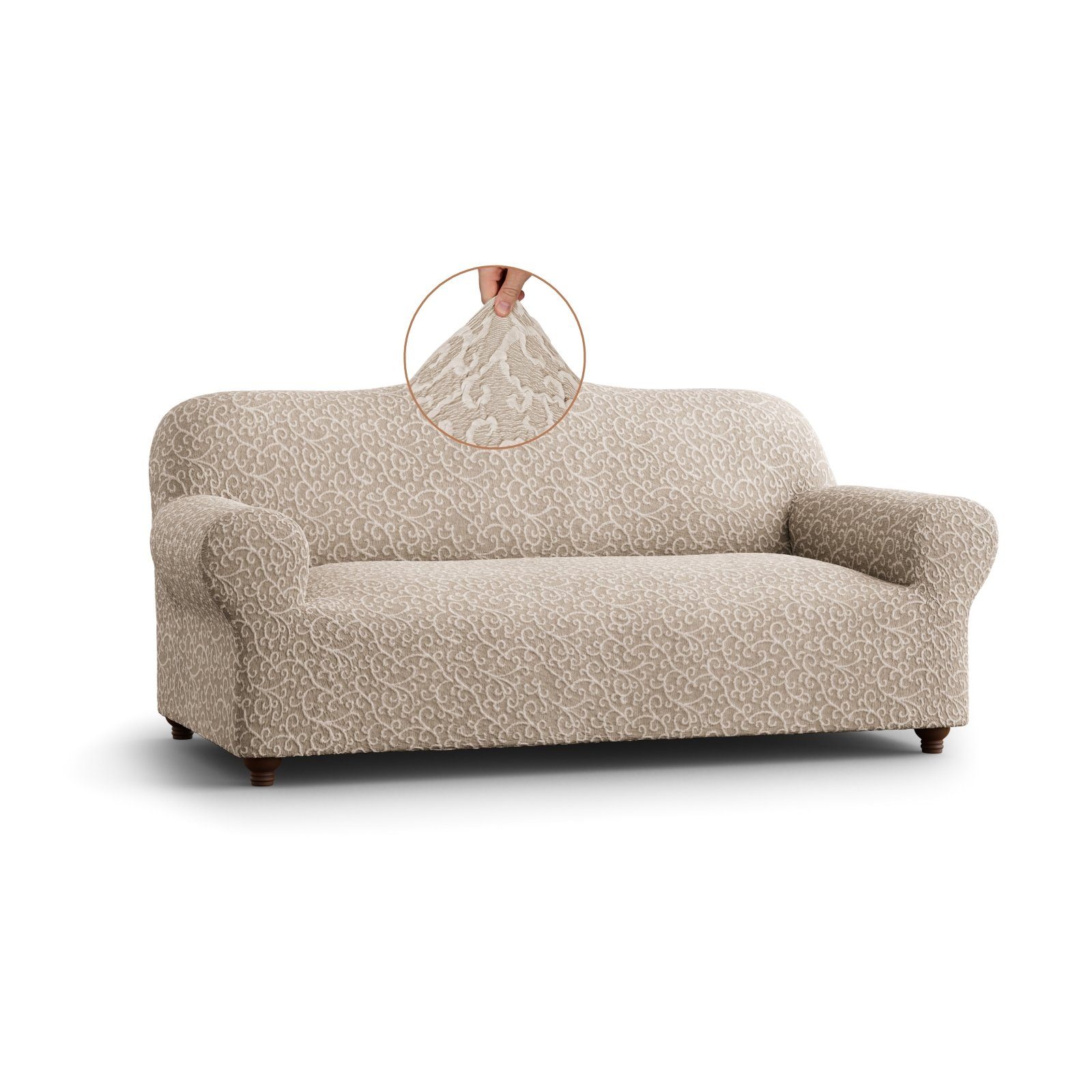 Sofahusse Elastischer Sofabezug für 3-Sitzer, italienische Handarbeit,  Paulato by GA.I.CO, widerstandsfähiger Jacquard Baumwollstoff (Reliefmuster)