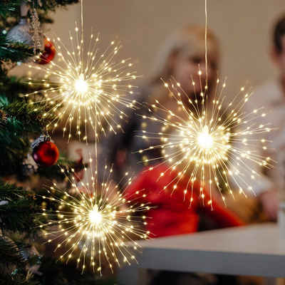 Salcar LED-Lichterkette »30cm Feuerwerk Lichterkette Batterie, Weihnachtsdeko Feuerwerk LED Leuchten Wasserdicht, Beleuchtung Hängend Innen Außen mit Fernbedienung, Timer, Warmweiß«