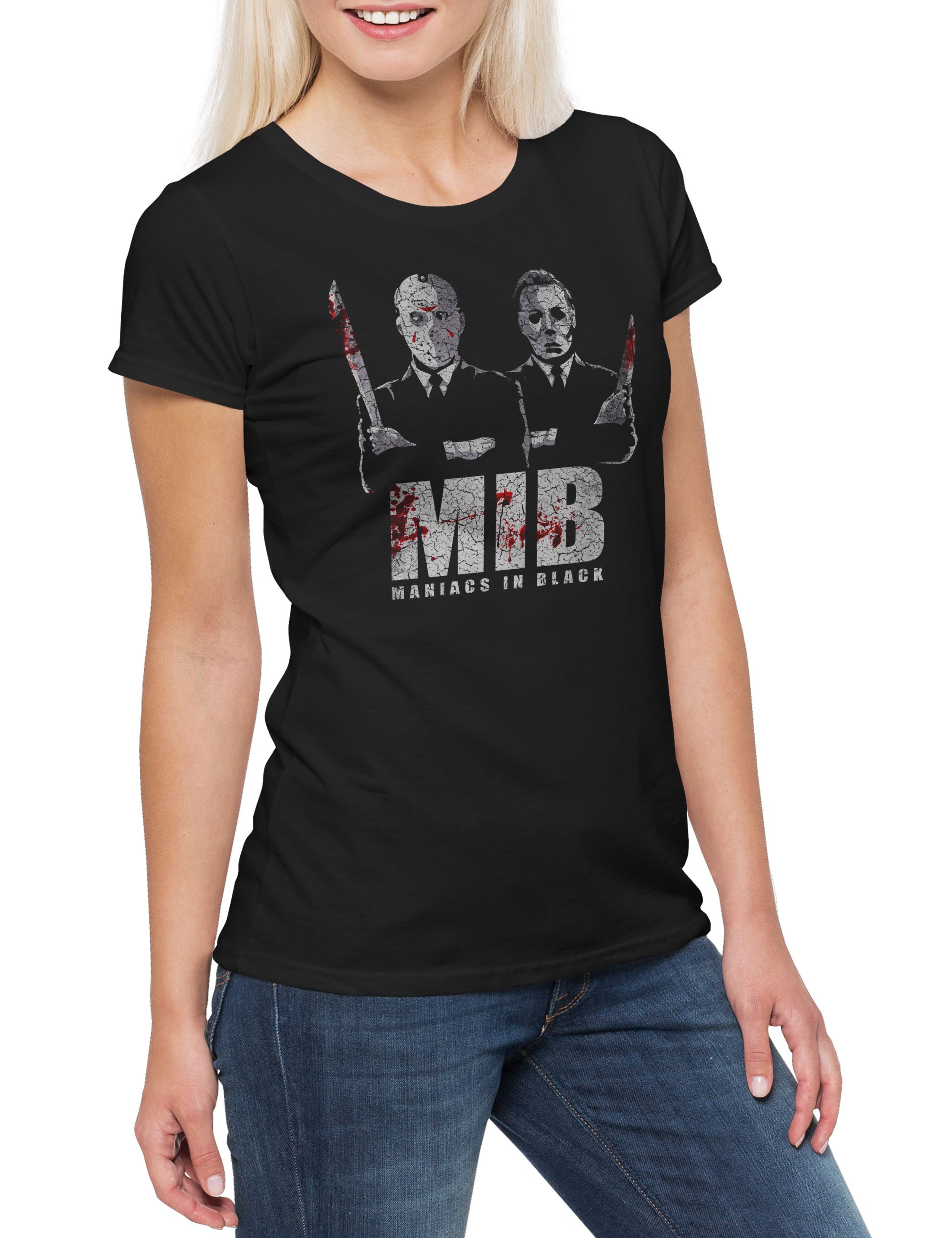 Print-Shirt Maniacs In Black Damen T-Shirt Men Jason Halloween Horror Friday