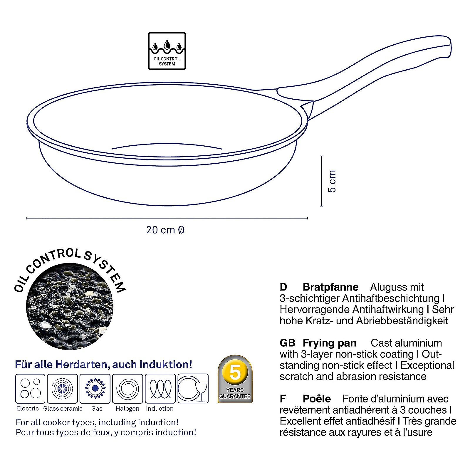 kela Bratpfanne Stella Nova, Aluminium, Allherdboden, Öl-Control-System, Energiesparboden, antihaftbeschichtet