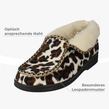 filsko List Winter HausSchuhe mit Leoparden-Muster für Damen Hausschuh mit Schafwolle gefüttert