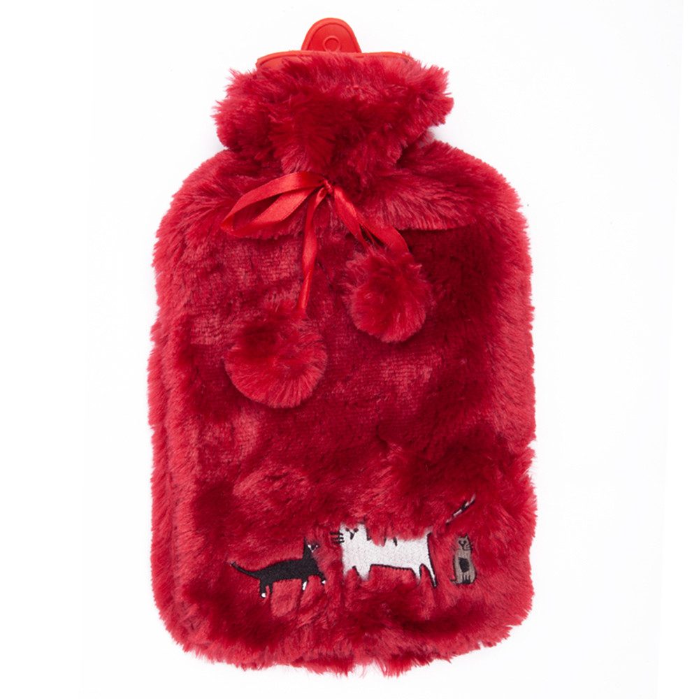 BIGGDESIGN Wärmflasche BiggDesign Katzen Wärmflasche – 2 l, Rot, weich & wärmend