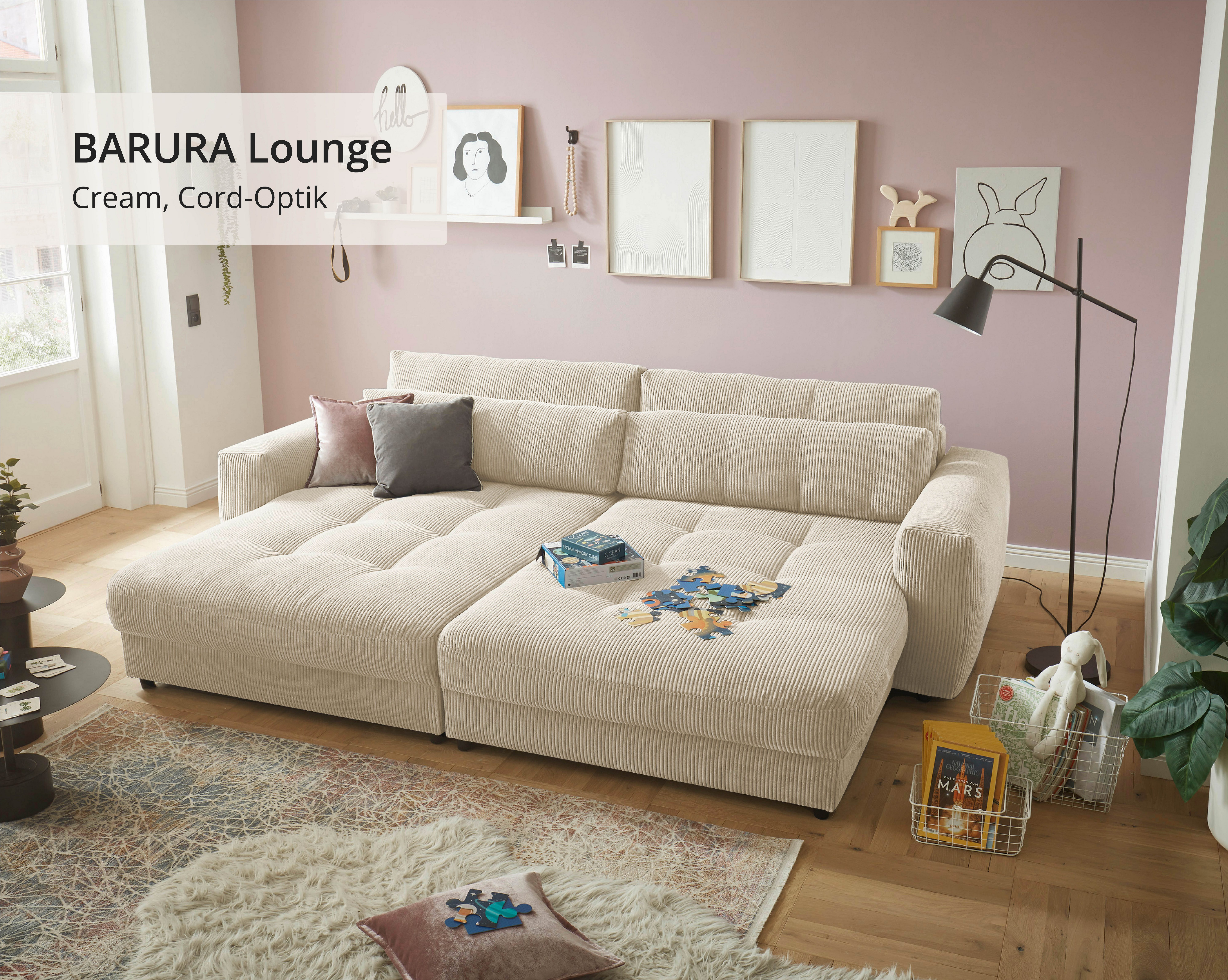 ED EXCITING DESIGN Big-Sofa Loveseat, 2-Sitzer, Barura, Breite 292, 2 Teile, Big-Sofa mit 2 Nierenkissen