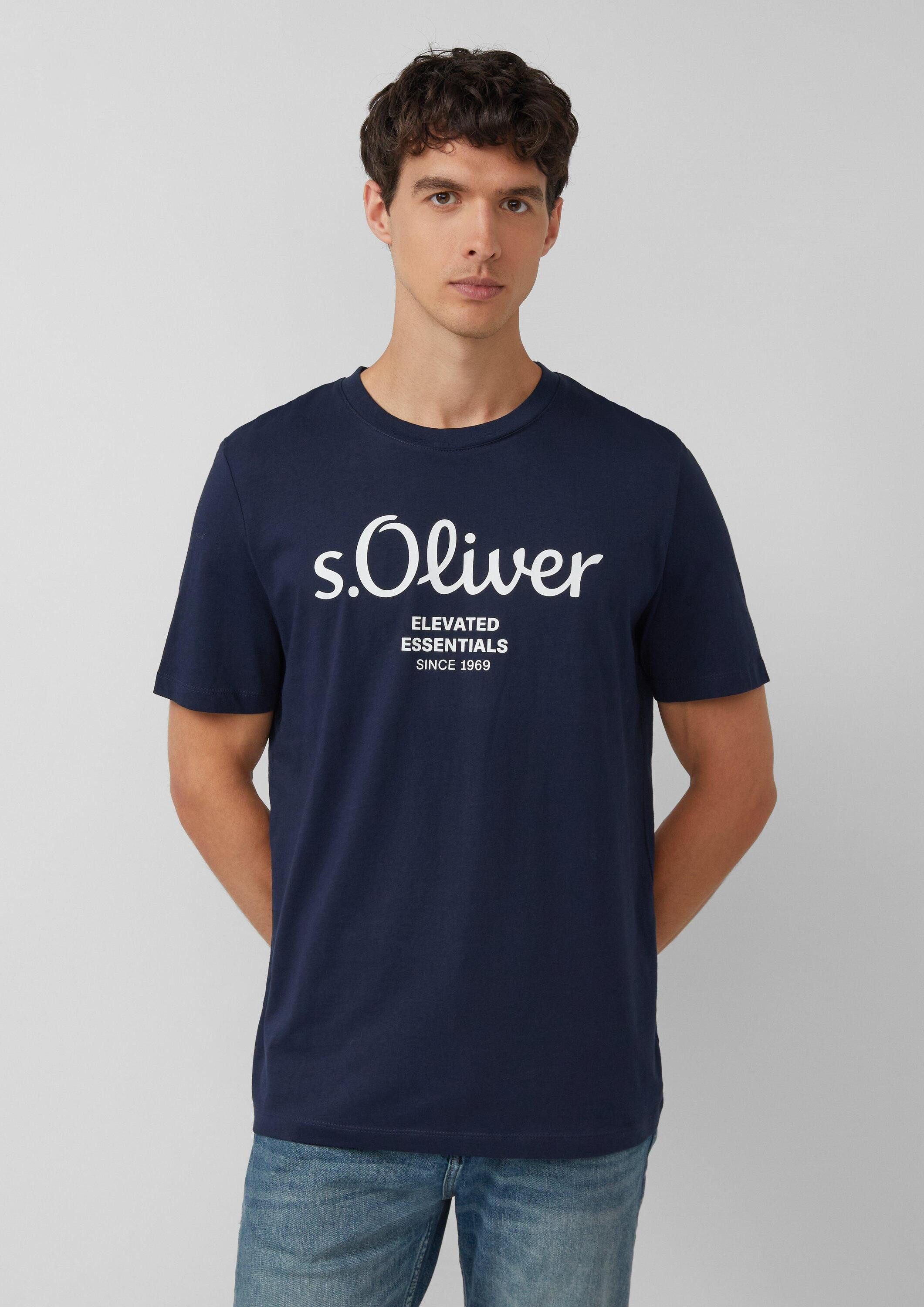 s.Oliver Kurzarmshirt T-Shirt Baumwoll-T-Shirt mit Logo-Print