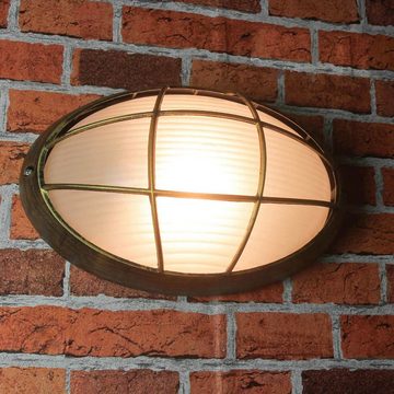Licht-Erlebnisse Außen-Wandleuchte AMSTERDAM, ohne Leuchtmittel, Außenlampe Maritim in Gold antik IP44 Haus