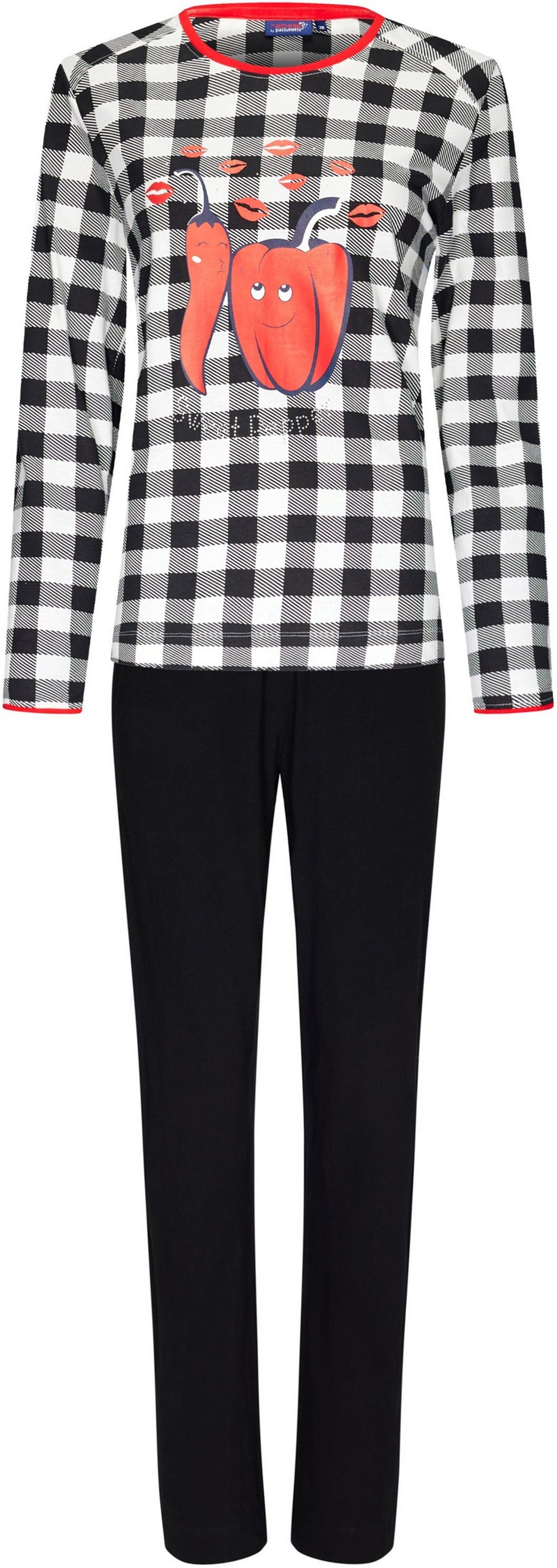 Rebelle Schlafanzug Modischer Damen Pyjama lang (2 tlg) Baumwolle