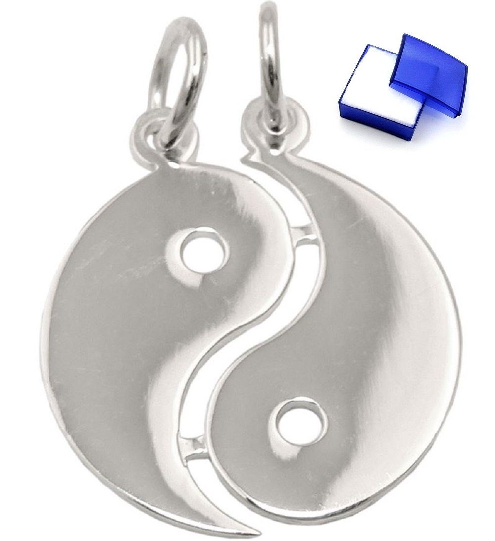 unbespielt Kettenanhänger Anhänger 18 mm Doppel Yin Yang glänzend Silber  925 Freundschaftsanhänger für Halskette Damen Schmuckbox, Silberschmuck für  Damen