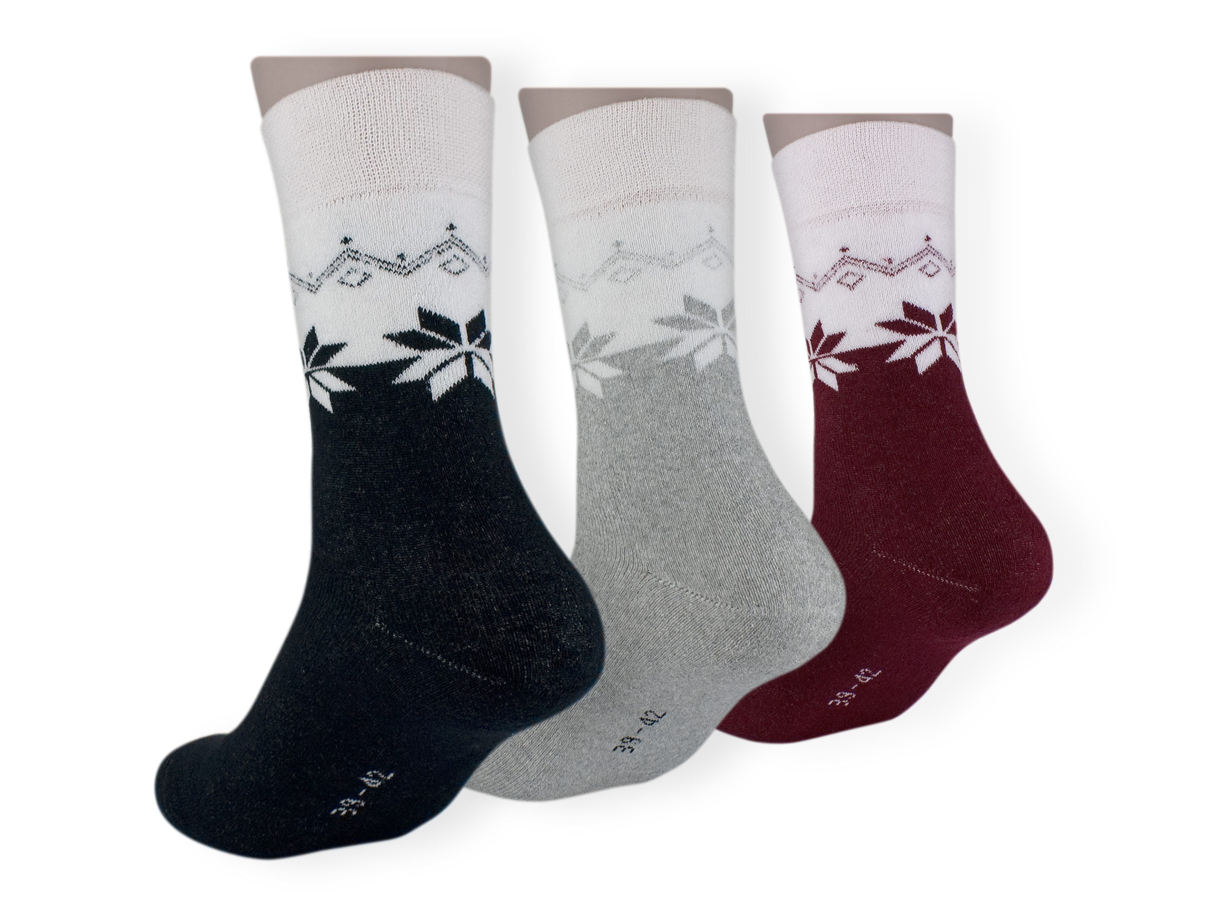 Die Sockenbude Thermosocken KRISTALL (Bund, 3-Paar, schwarz rot weiß) mit w günstig online kaufen