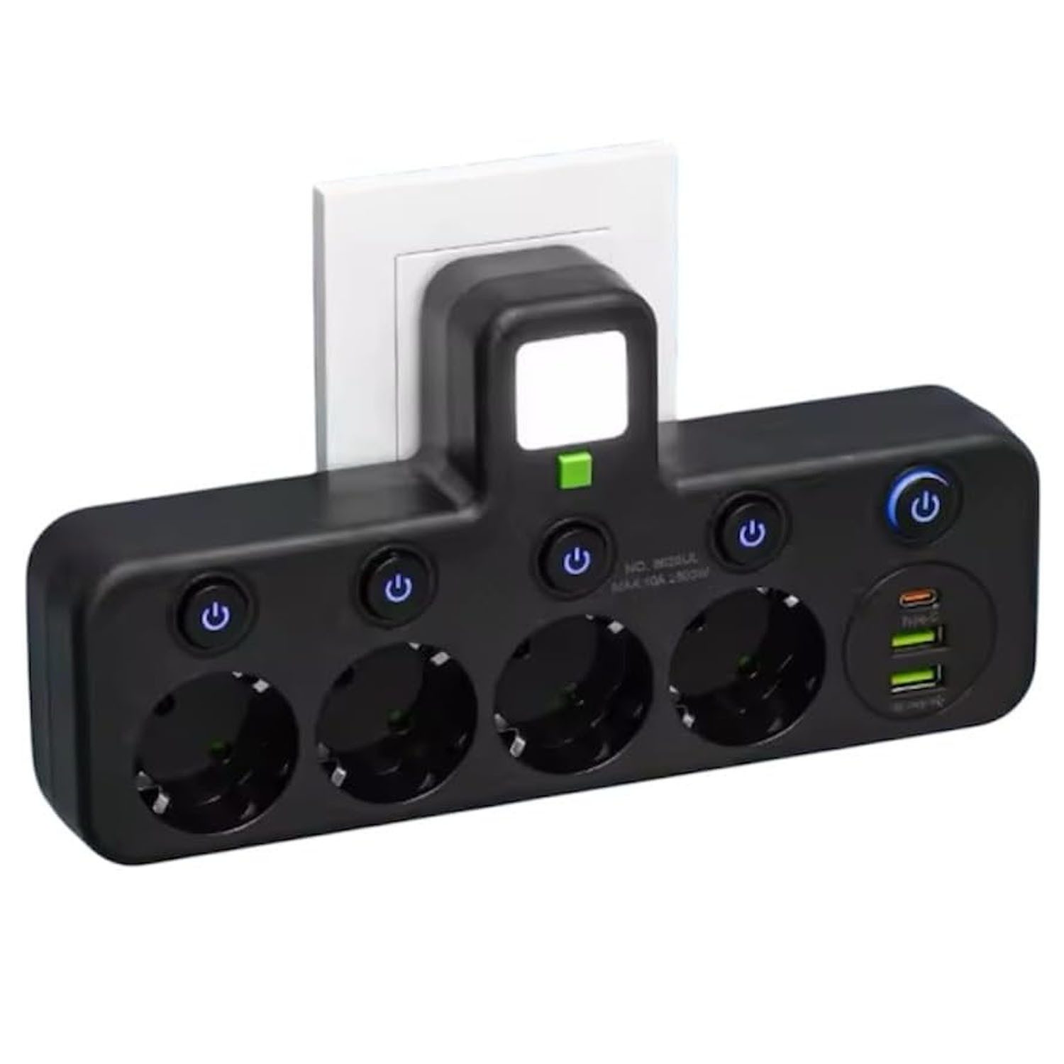 VIVIHEYDAY Kabellose Steckdosenleiste, mit Nachtlicht multifunktionale Mehrfachsteckdose, einzelne Schaltersteuerung, 4 Steckplätze + 1 Type-C + 2 USB-Port