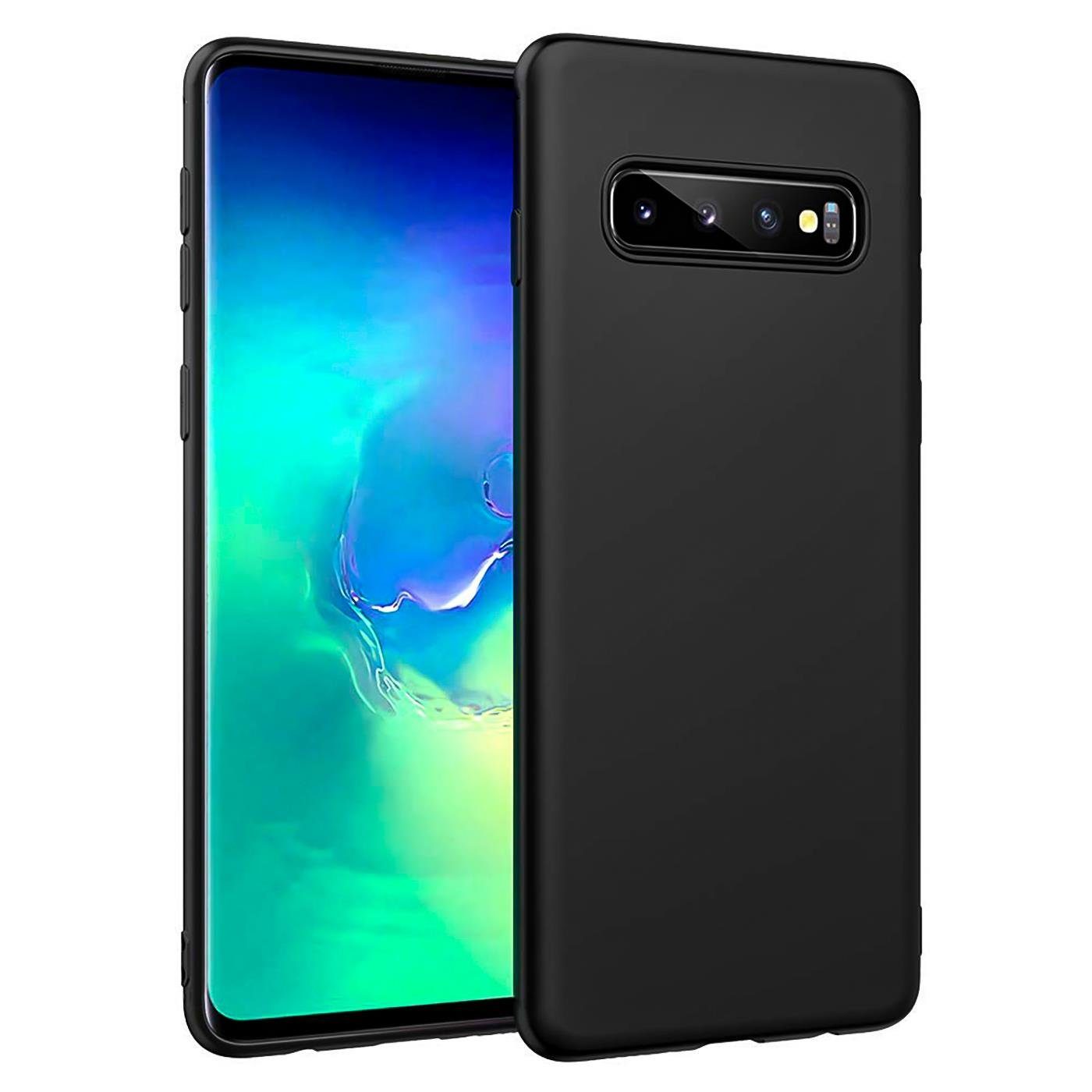 CoolGadget Handyhülle Handy Schutzhülle für Samsung Galaxy S10 matt schwarz 6,1 Zoll, Silikon TPU Hülle Schutz Tasche Cover schlicht Slim Case
