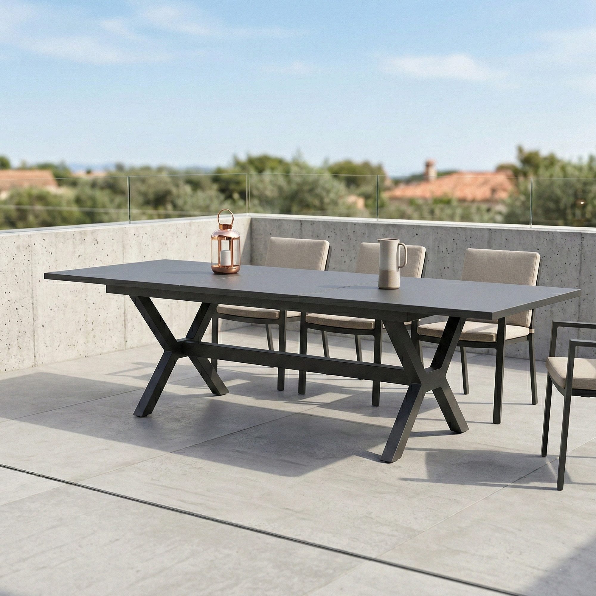 MANDALIKA Garden Gartentisch Ausziehtisch Phönix mit Sintered Stone Tischplatte 180/240x90x76cm