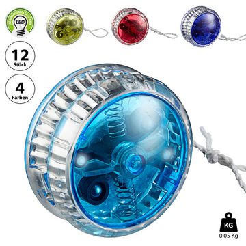 CEPEWA Spiel, LED YO-YO 12 Stück Display 6cm 4 Farben Kunststoff leuchtend blinkend