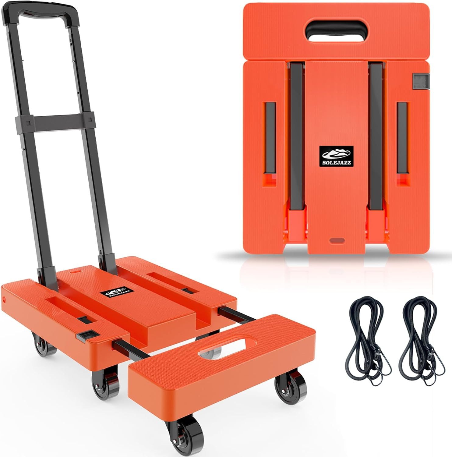 SPACEKEEPER Handwagen Faltbar, bis 230 kg Tragkraft, Plattformwagen mit 6 Rädern, (1-St), rutschfest, inkl. 2 Gurten für Reisen, Umzug, Einkauf und Büro