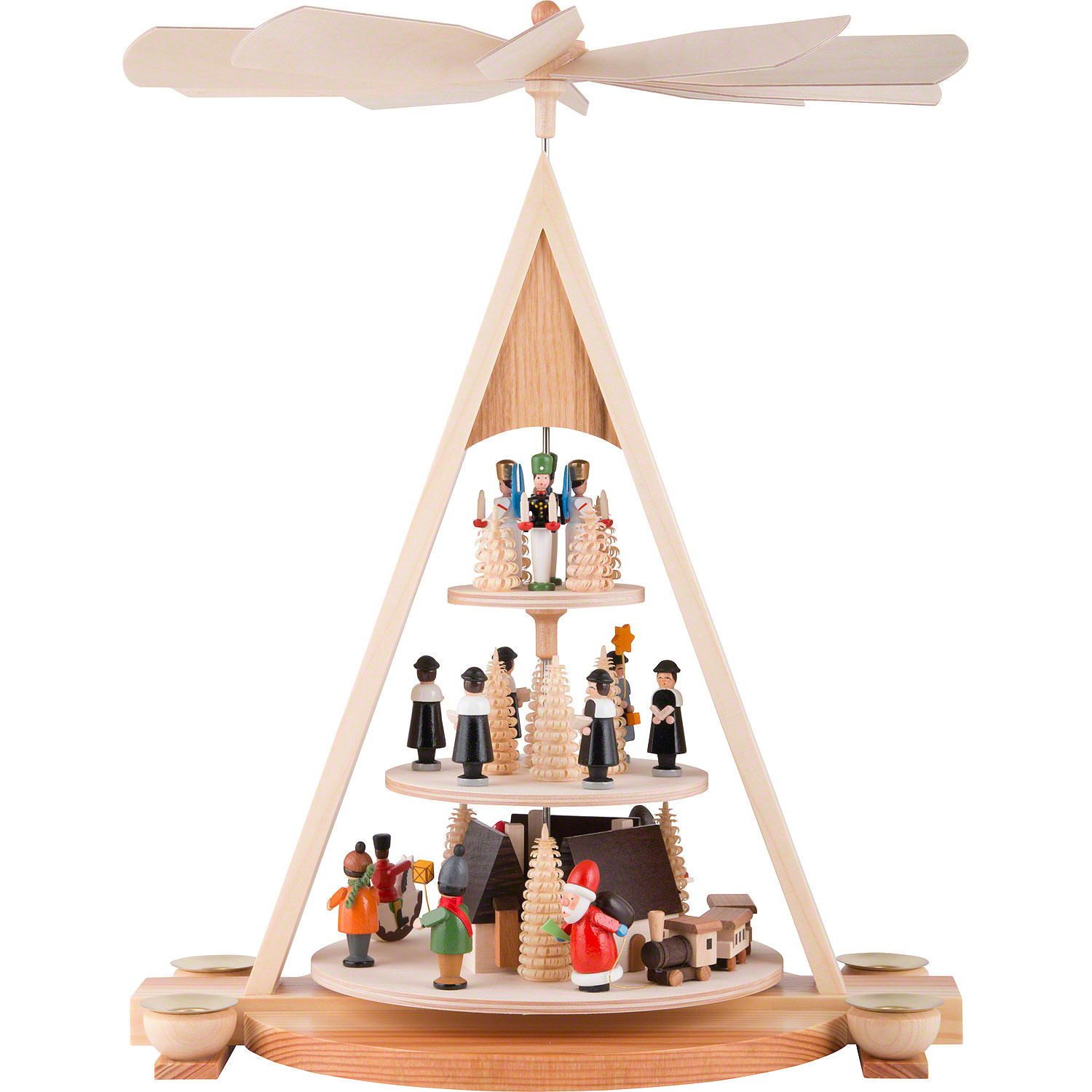 Volkskunst Neuber Weihnachtspyramide 3-stöckige Pyramide Erzgebirgsweihnacht (42cm) von Knuth Neuber