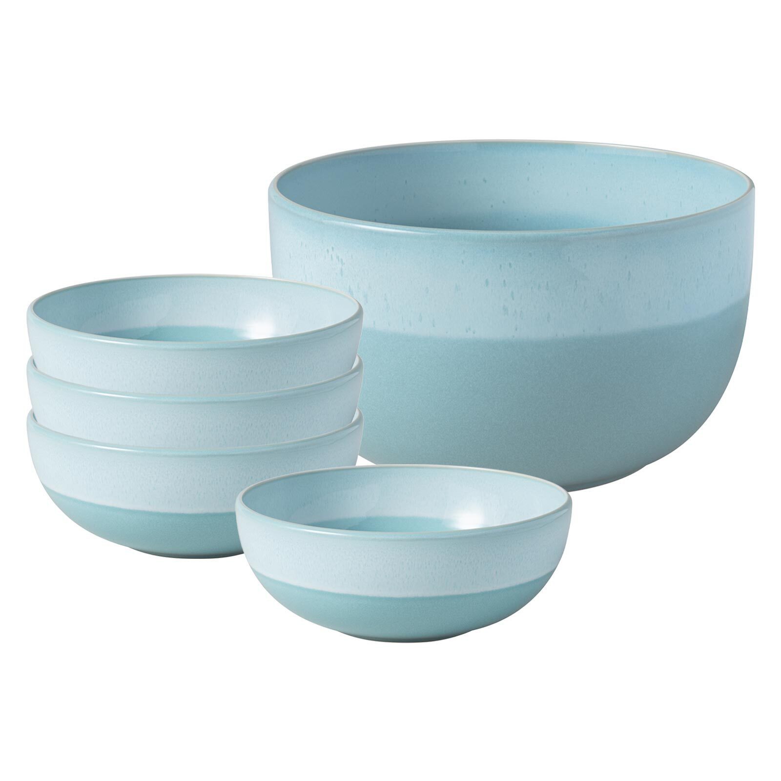 like. by Villeroy & Boch Schale Perlemor Aqua Salat-Set 5er Set, Porzellan, (1x Salatschale. 4x Schale, 5-tlg)