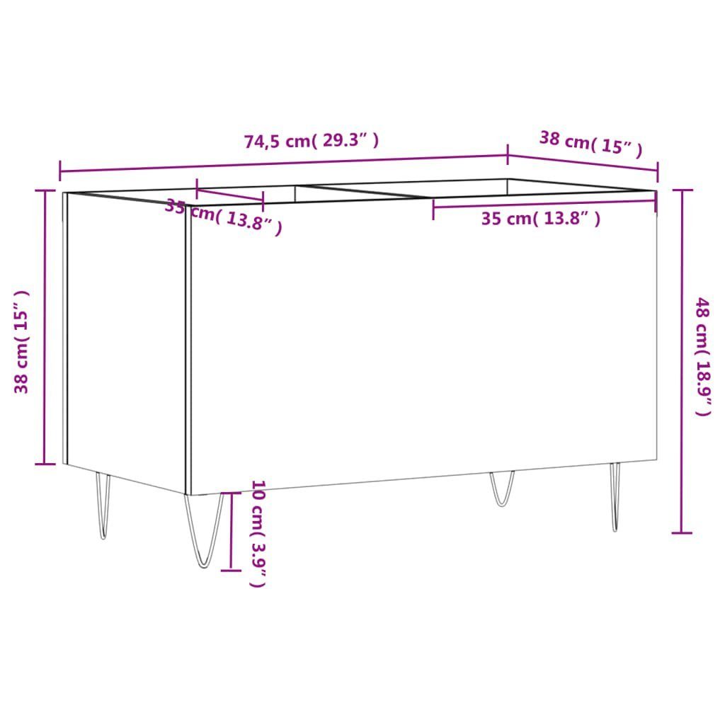 vidaXL Media-Regal Plattenschrank 74,5x38x48 cm Holzwerkstoff, 1-tlg. Grau Sonoma