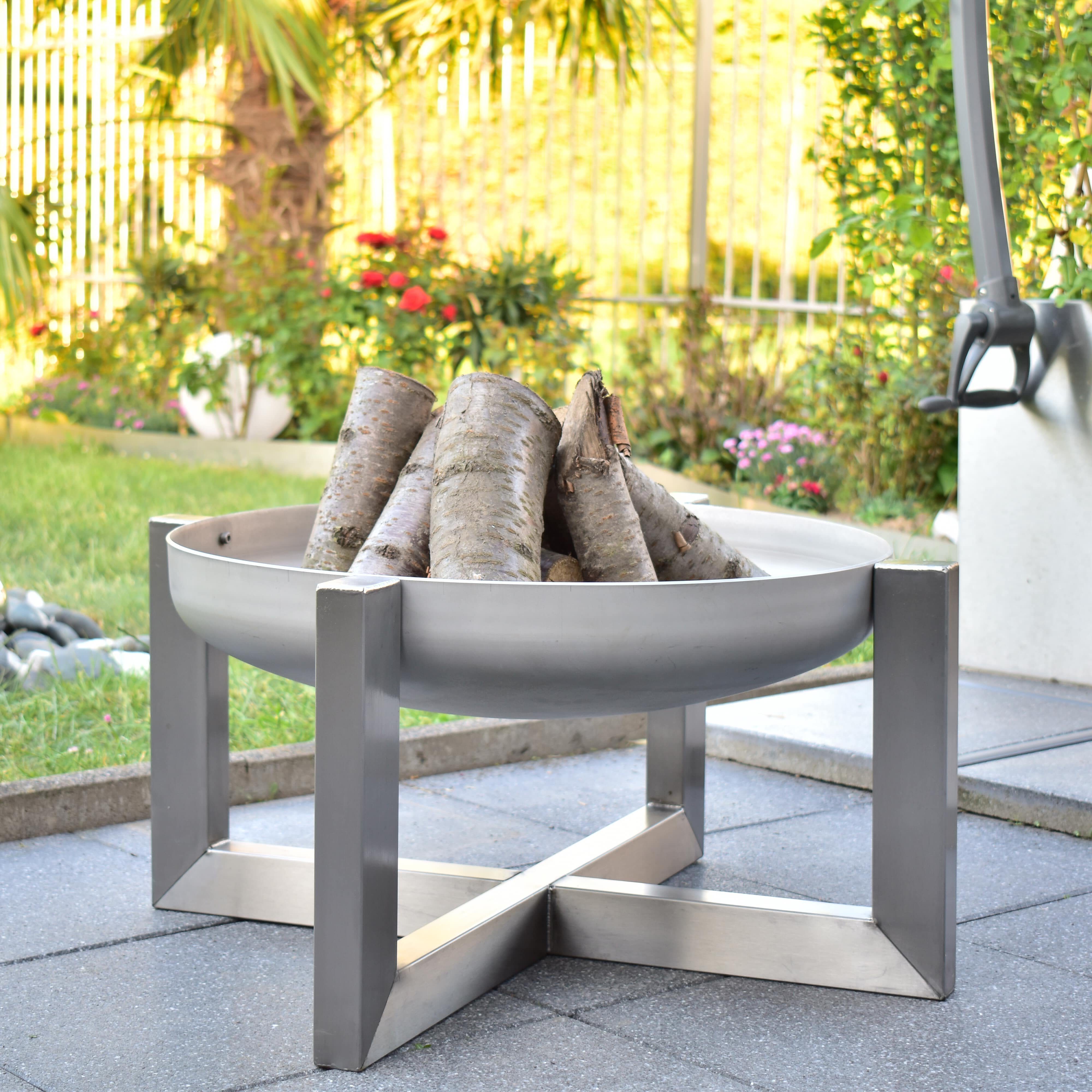 Stahlkunst Feuerschale Designer Edelstahl Feuerschale Exzentrik, (deutsche Wertarbeit), aus hochwertigem 3 mm V2A Edelstahl