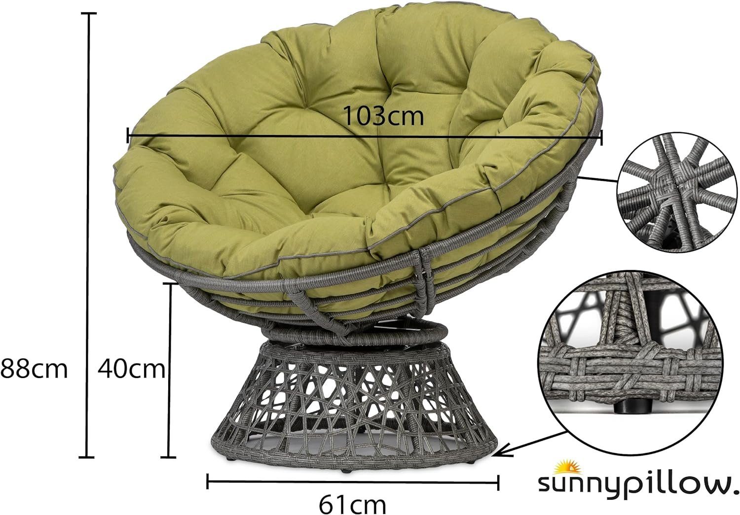sunnypillow Rattanstuhl Papasansessel, Rattansessel mit Kissen günstig online kaufen