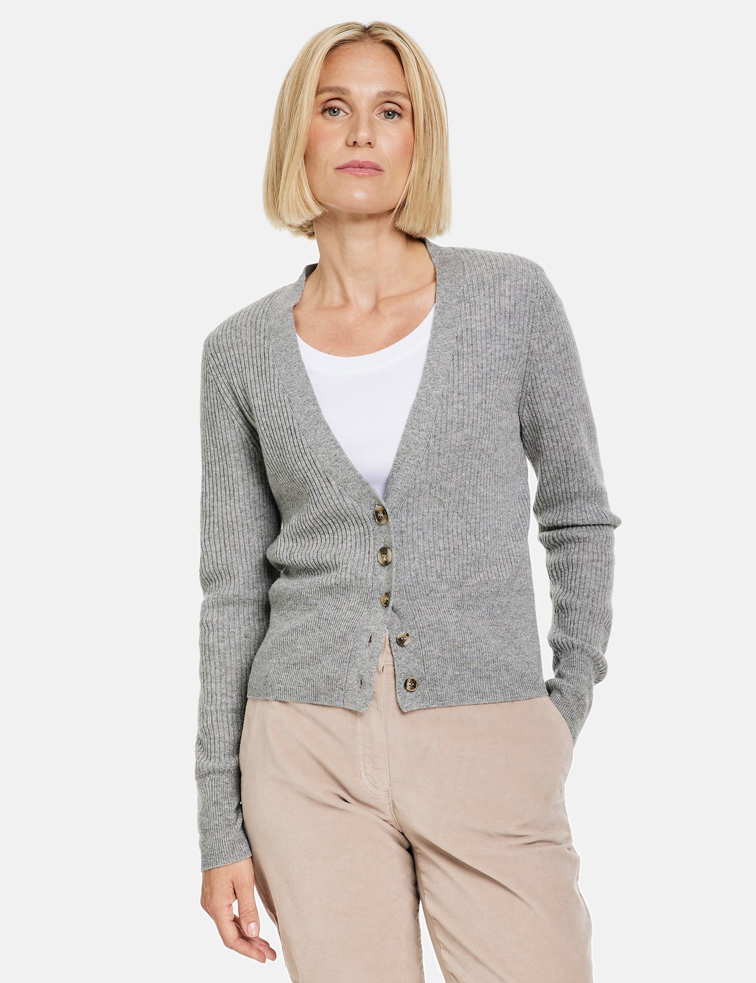 GERRY WEBER Cardigan Cardigan aus Rippstrick Space Rocket Melange