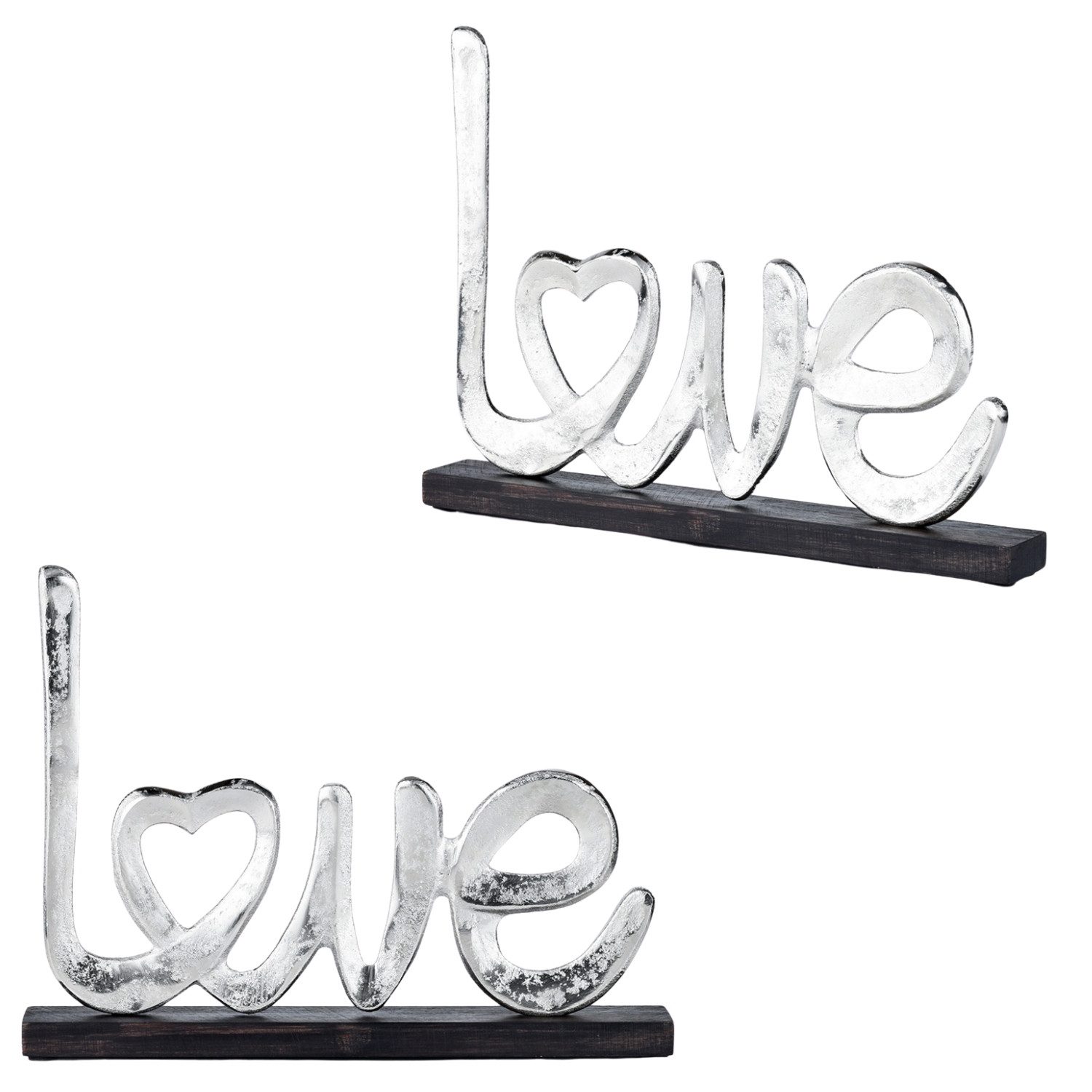 Marrakesch Orient & Mediterran Interior Dekoobjekt 2er Set Love Dekoaufsteller Dekoobjekt Silber Amour -15-, Handarbeit
