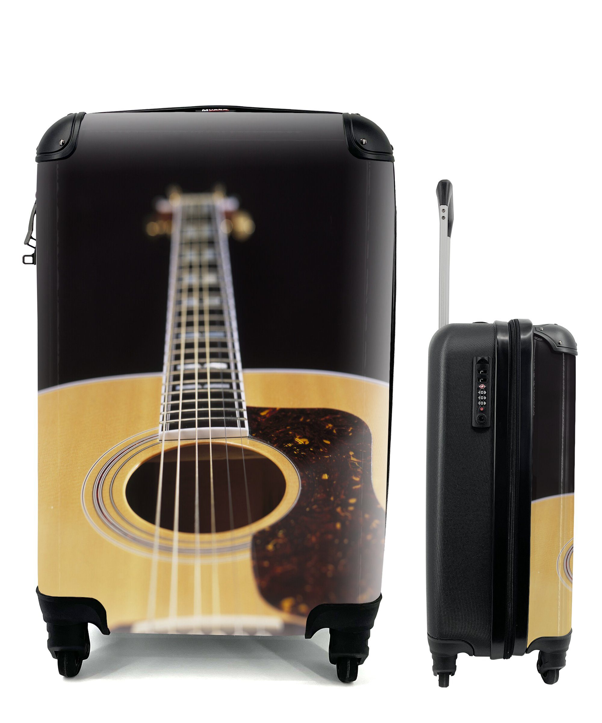 Reisekoffer rollen, mit Handgepäck Trolley, Reisetasche liegende Rollen, für akustische Gitarre, MuchoWow Handgepäckkoffer Eine Ferien, 4