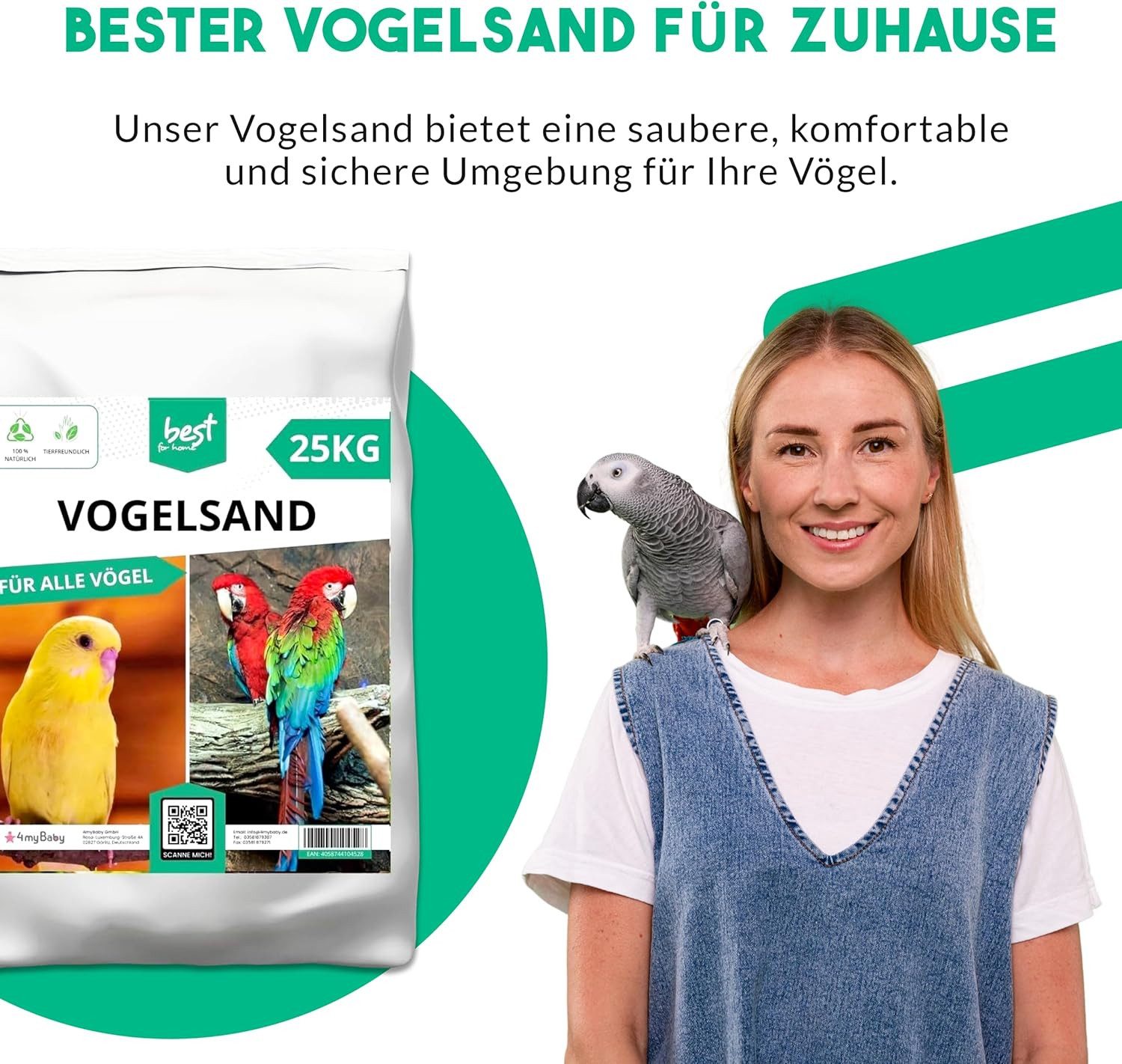Best for Home Vogelsand 5 kg und 25 kg - Quarzsand für Vogelkäfige, Sand für Käfige