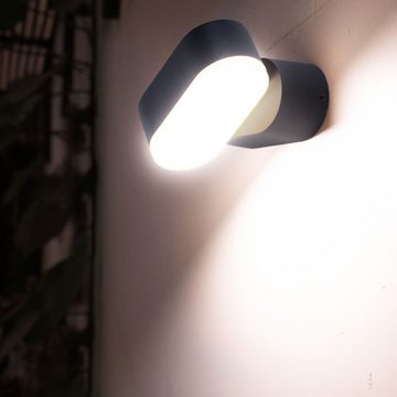 etc-shop Außen-Wandleuchte, LED-Leuchtmittel fest verbaut, Warmweiß, 6er Set LED Außen Wand Fassaden Lampen ALU Grundstück Spot Leuchten