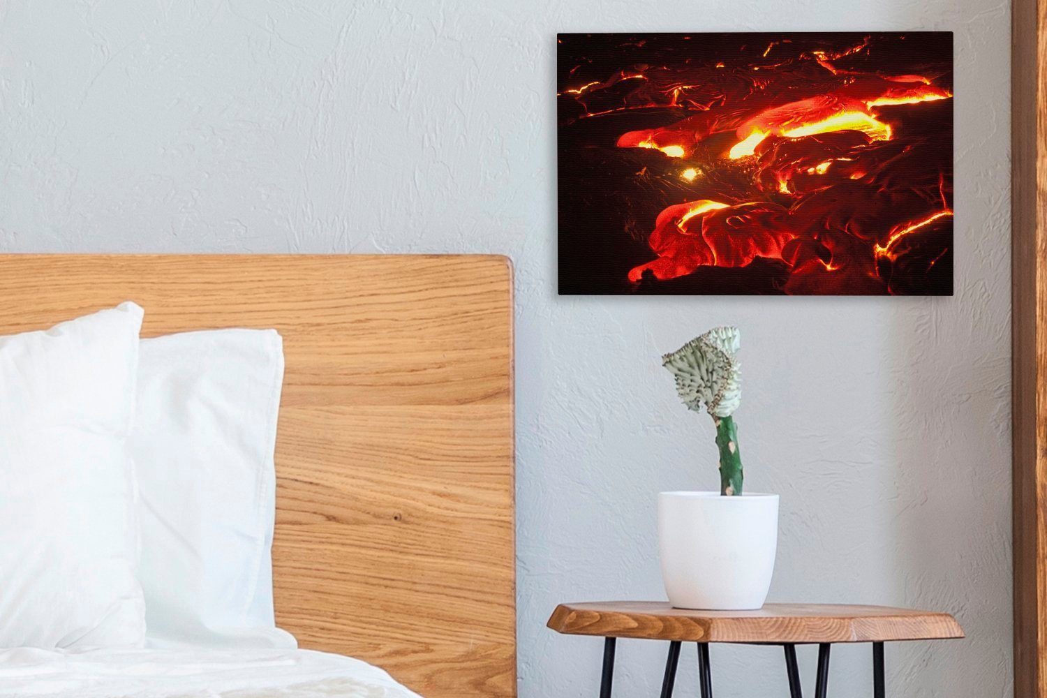 cm Wandbild (1 30x20 Aufhängefertig, Nacht, Wanddeko, Leinwandbilder, Fließende der Leinwandbild OneMillionCanvasses® Lava St), in