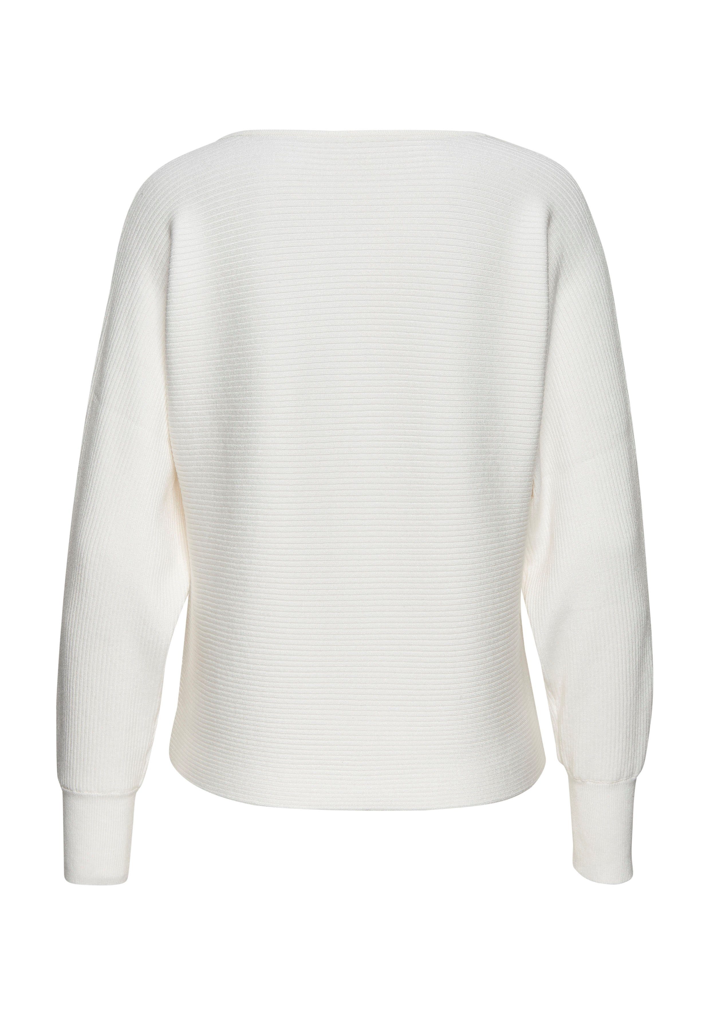 Vivance by Lascana Strickpullover mit U-Boot-Ausschnitt, Fledermausärmel, Streifenoptik, Oversize