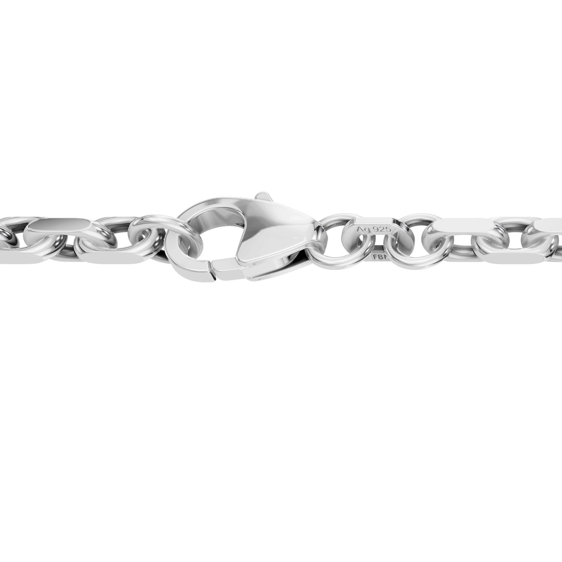 HOPLO Silberkette Ankerkette diamantiert Länge 45cm - Breite 3,1mm - 925 Silber, Made in Germany
