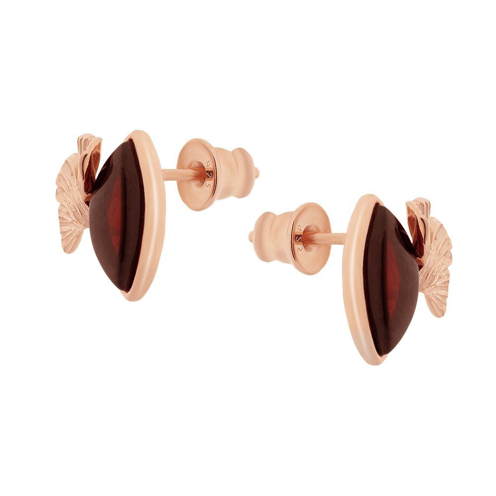 S&A Jewellery Design Paar Ohrstecker rosévergoldet aus 925 Silber mit Kirschbernstein (Set, 2-tlg), 925 Sterling Silber Silberschmuck für Damen
