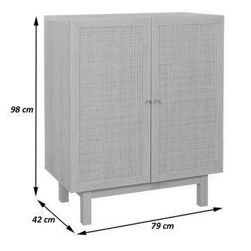 MCW Highboard MCW-M51, Türe mit handgefertigtem natürlichen Kubu Rattan