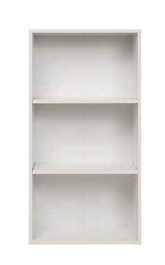 Furni24 Bücherregal Breites Bücherregal mit 3 Fächern, weiß, 60x31x115 cm