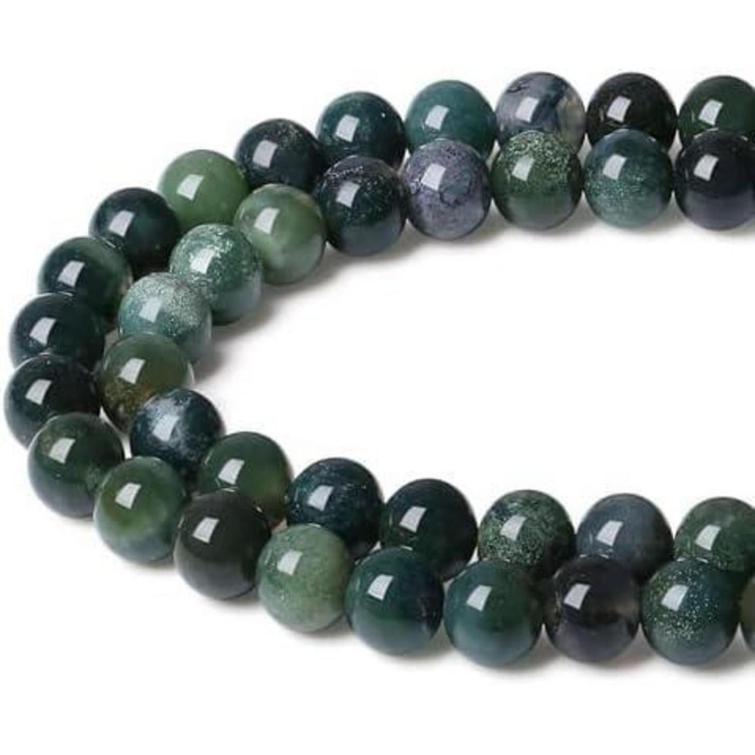 Edelstein Perlen 8mm Naturstein Edelsteine Armbänder Ketten Moosachat