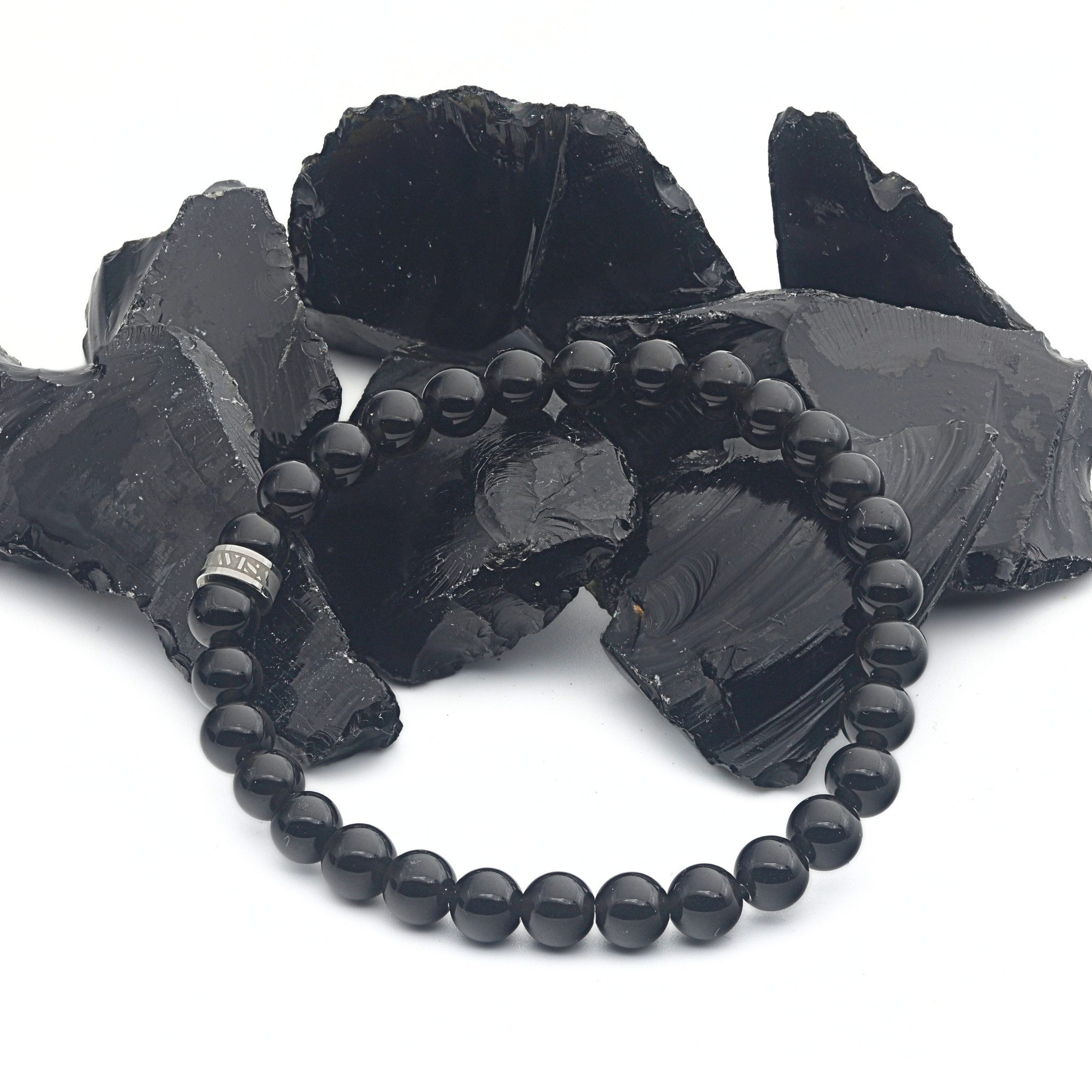 LAVISA Armband Armband Echte 8mm Edelstein Perlen, Kristalle, Onesize, Echte Edelsteine, Rostfreies Edelstahl, Wasserfest