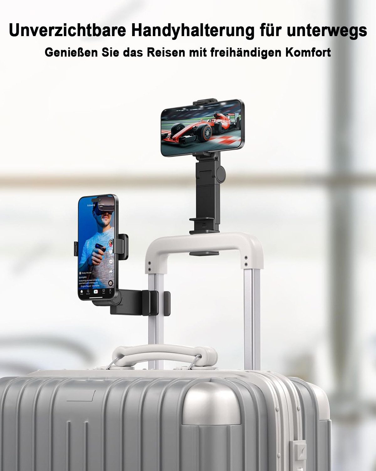 TUWENA Smartphone-Halterung Handyhalterung Flugzeug, 360 Drehbar Verstellbare Handy Halterung, (Geräuschlos verstellbar, stabiler Halt, faltbar, für Flug & Alltag)