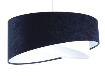 Licht-Erlebnisse Pendelleuchte MARLON, ohne Leuchtmittel, Wohnzimmer Weiß Marineblau E27 Ø 50 cm Stoff Metall Modern