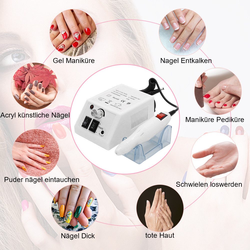 Clanmacy Maniküre-Pediküre-Set Elektrische Nagelfräser Nagelfeile Fußpflegegerät Maniküre 20000U/min, Nagelmaschine, Für Acrylarbeiten geeignet