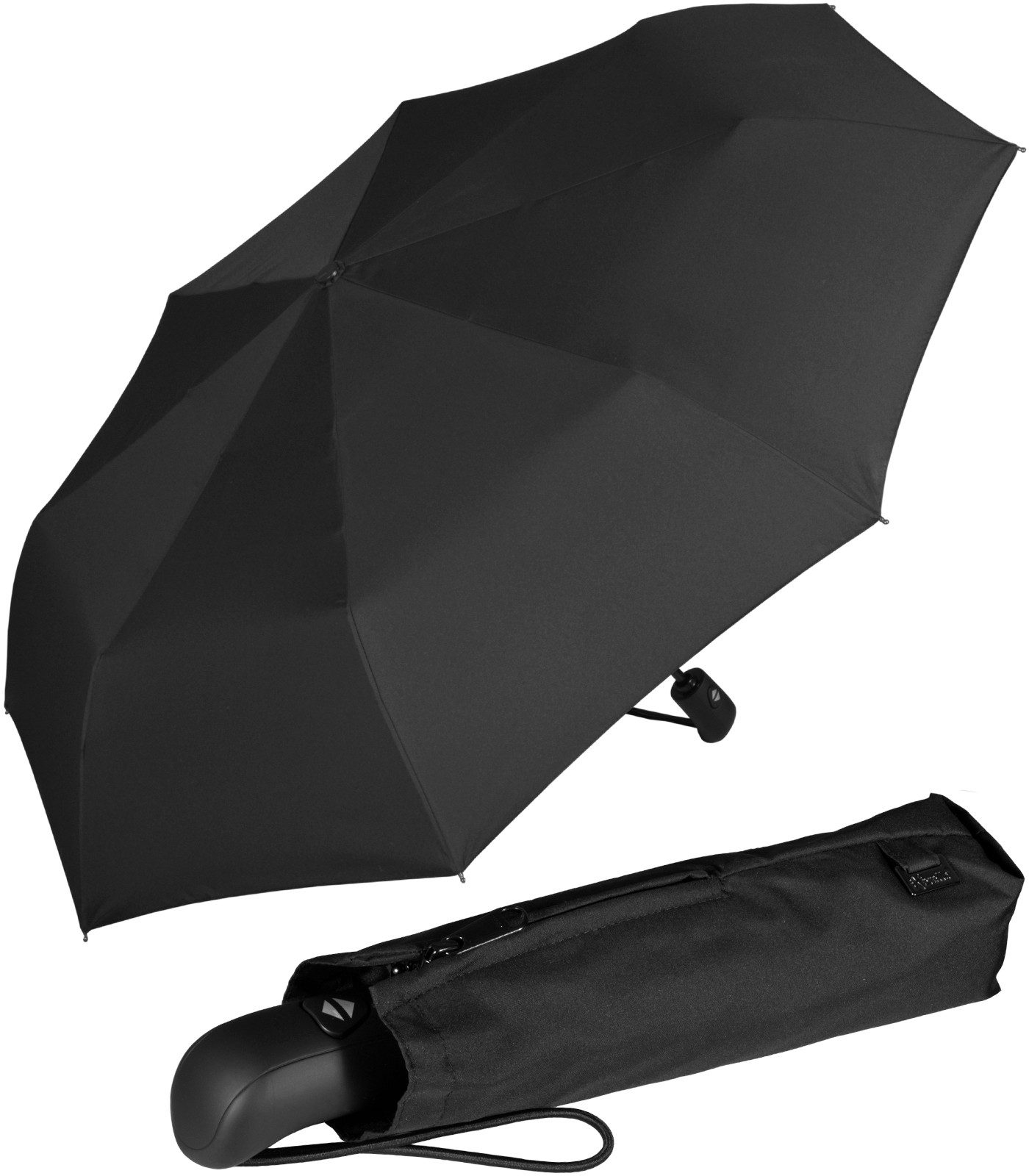 iX-brella Taschenregenschirm First Class - mit Auf-Zu-Automatik, mit schwarzem Griff - full black edition