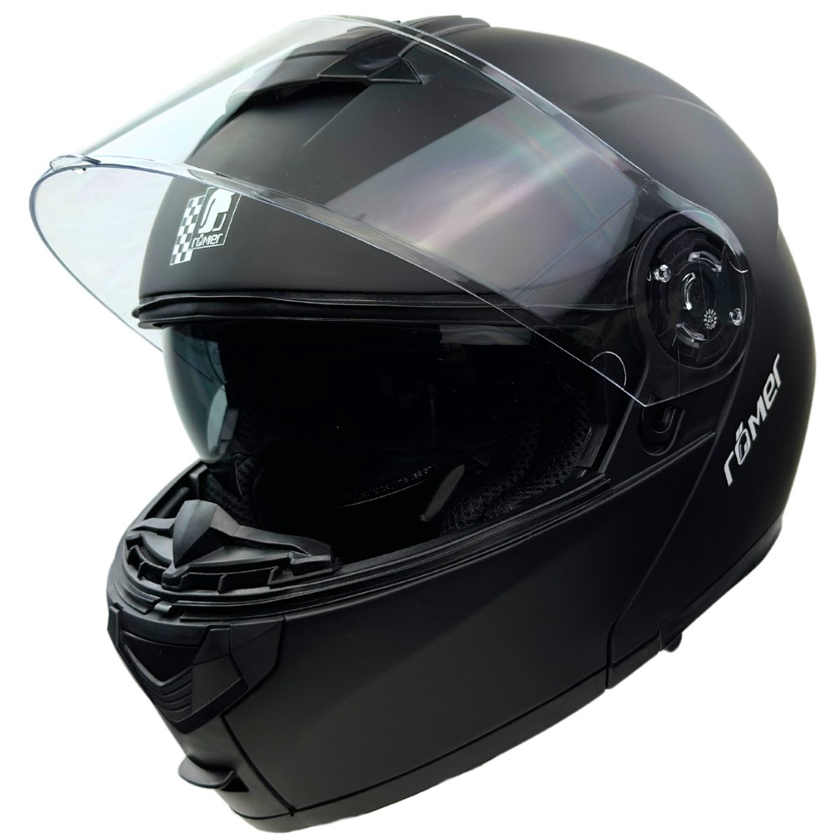 RÖMER HELME Motorradhelm RR20770 - Klapphelm mit innenliegenden Sonnenvisier, matt-schwarz