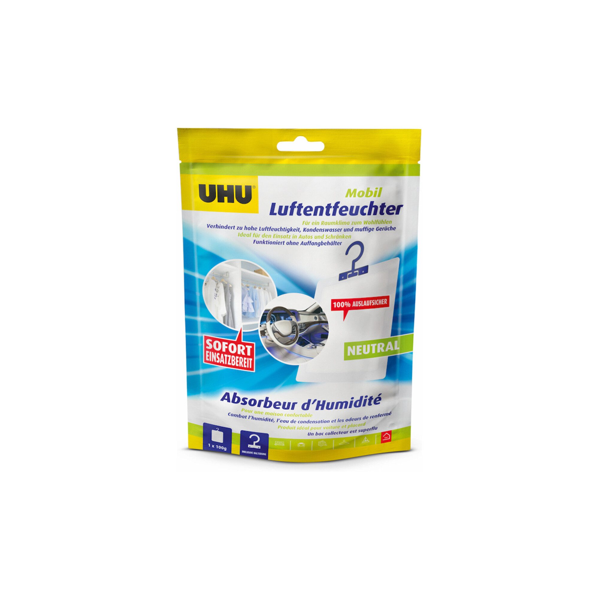 UHU Luftentfeuchter UHU LUFTENTFEUCHTER AIRMAX MOBIL 100g 12 Stk, Raumluftentfeuchter, Raumentfeuchter