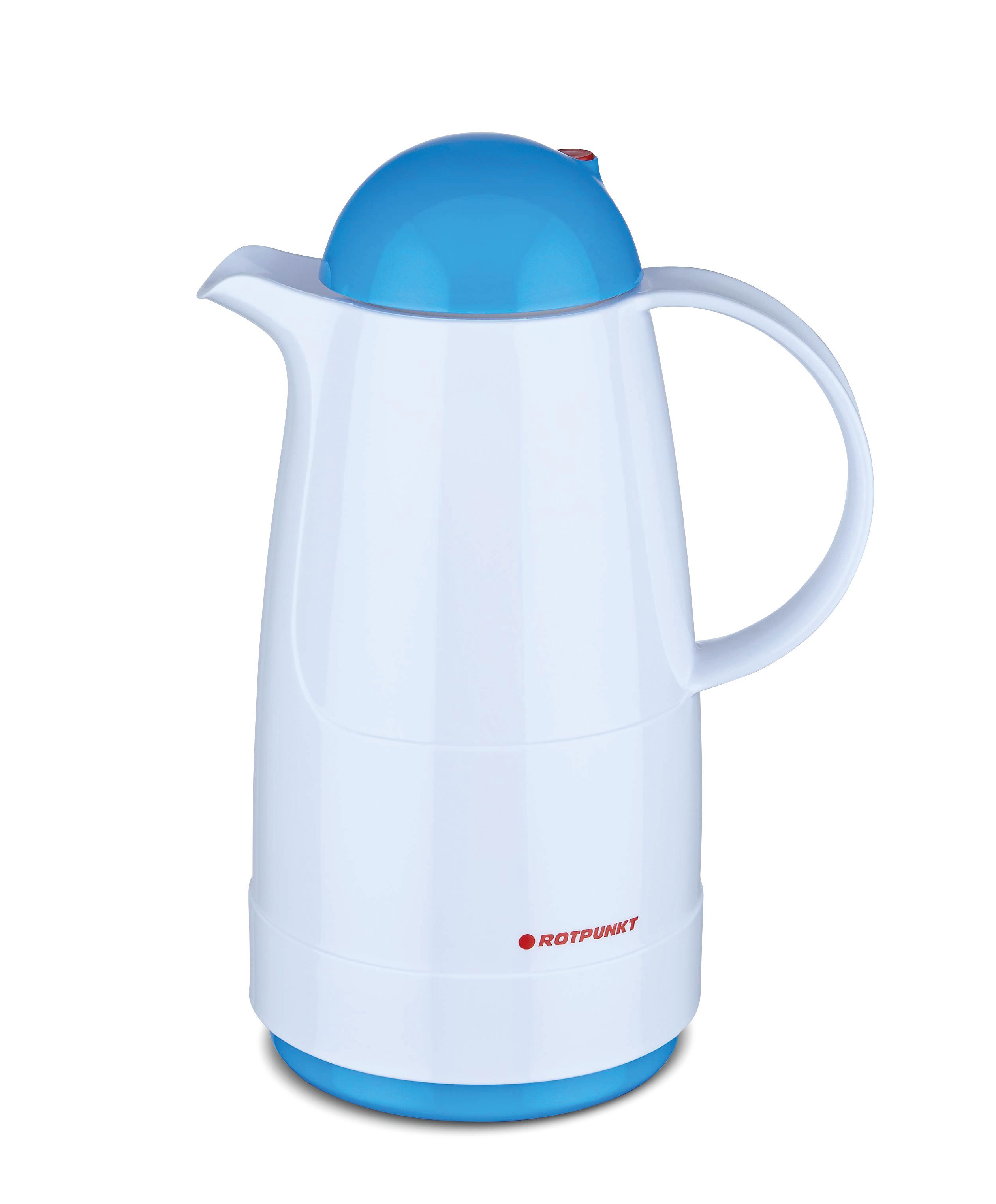ROTPUNKT Isolierkanne 0,5 ltr. hochwertig I Glaseinsatz I BPA Frei I 24 Std warm 36 std kalt, 0,5 l, (Kaffeekanne I Teekanne, 200 polar/kingfischer), Glaskolben aus doppelwandigem Rosalin-Glas
