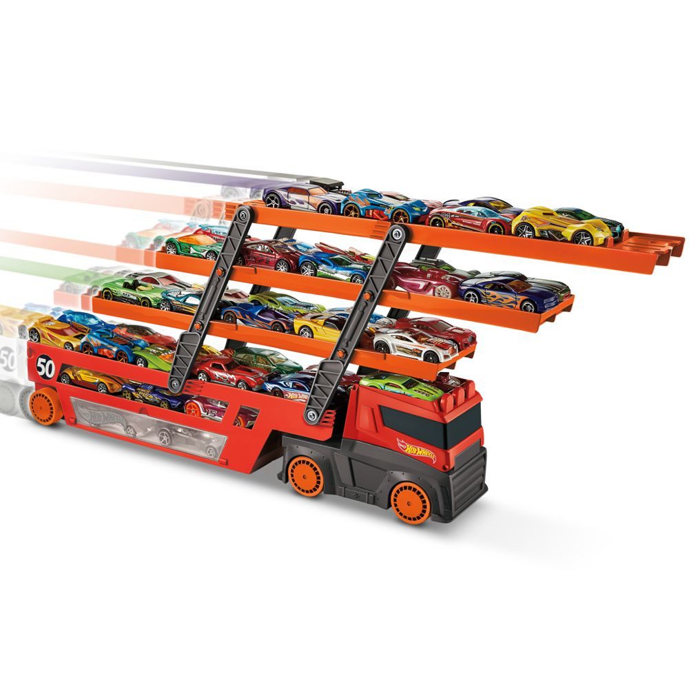 Hot Wheels Spielzeug-Monstertruck Mega Hauler Truck Hot Wheels City GHR48 mit ausklappbaren Etagen