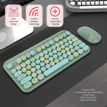 Zunate Ideal für produktives Arbeiten und entspannte Nutzung Tastatur- und Maus-Set, Drahtlose Ergonomie und Geräuschreduktion für ein produktives Arbeiten